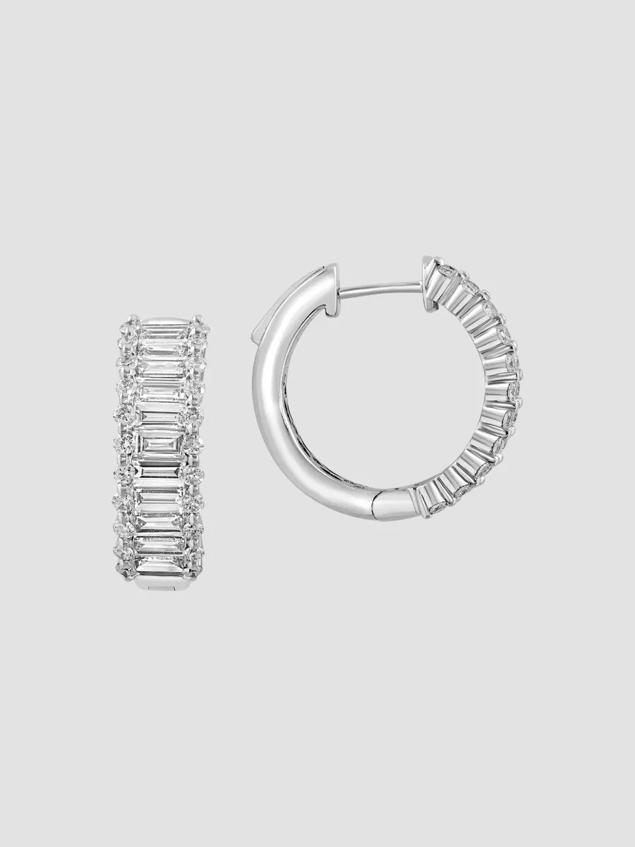 Lab Grown Diamonds Women's 18K White Gold & 2.00 TCW Lab-Grown Diamond Huggie Earrings | Thumbnail 3 Lab Grown Diamonds Women's 18K White Gold & 2.00 TCW Lab-Grown Diamond Huggie Earrings | Thumbnail 3