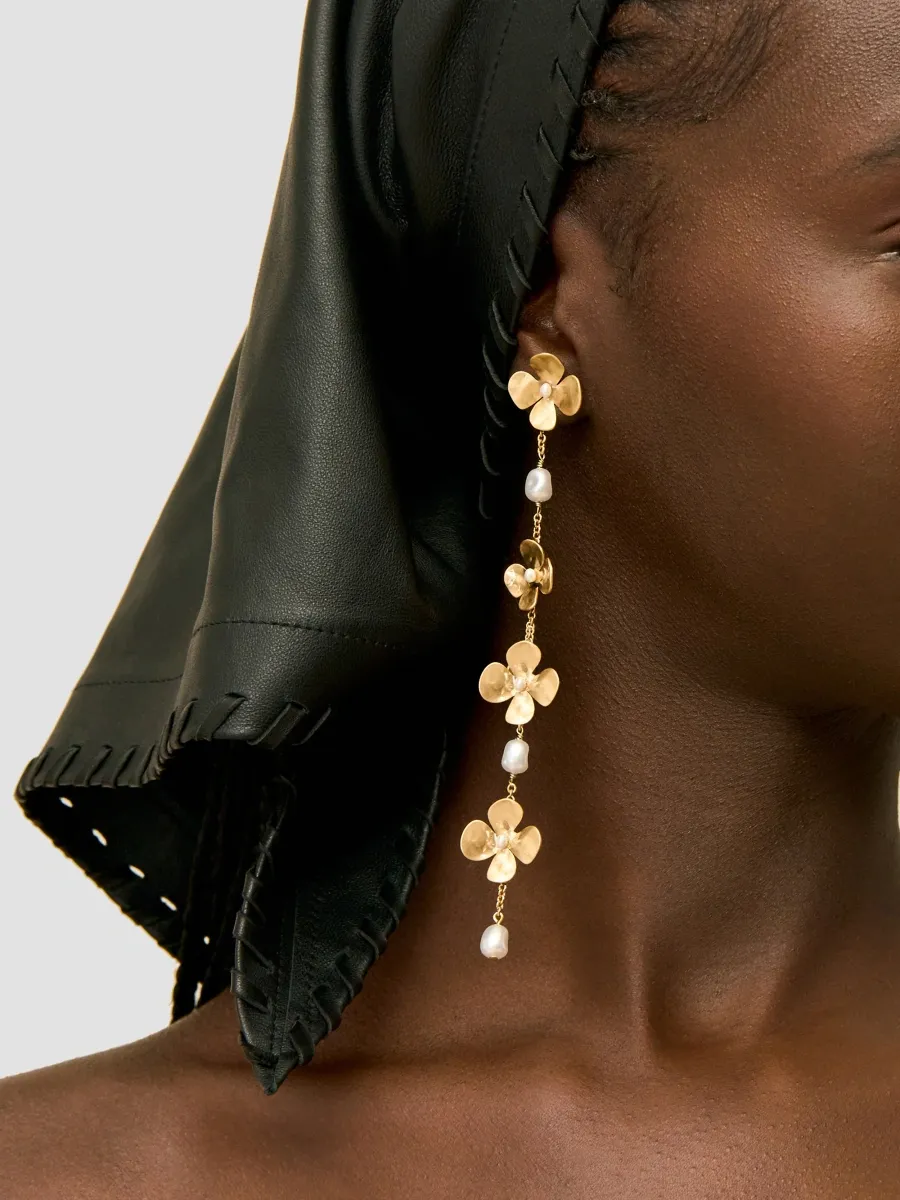 Cult Gaia Women's Lucky Goldtone & Imitation Pearl Flower Chain Drop Earrings | Thumbnail 2 Cult Gaia Women's Lucky Goldtone & Imitation Pearl Flower Chain Drop Earrings | Thumbnail 2