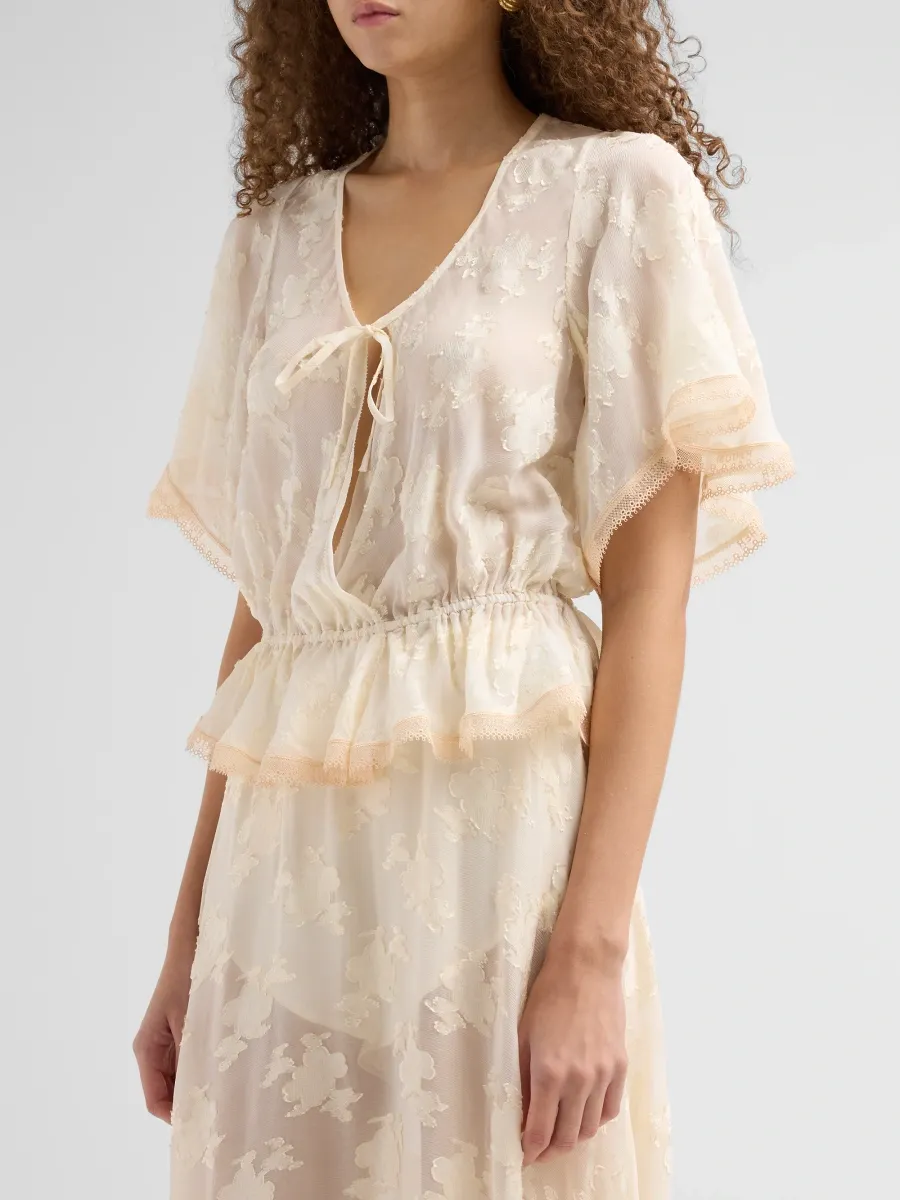 Mother Women's The Smitten Floral Silk-Blend Flutter-Sleeve Top | Thumbnail 4 Mother Women's The Smitten Floral Silk-Blend Flutter-Sleeve Top | Thumbnail 4