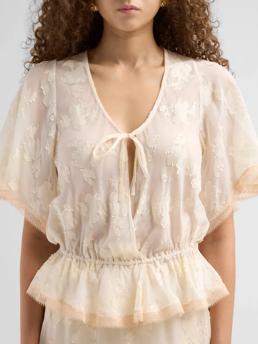 Mother Women's The Smitten Floral Silk-Blend Flutter-Sleeve Top | Thumbnail 5 Mother Women's The Smitten Floral Silk-Blend Flutter-Sleeve Top | Thumbnail 5