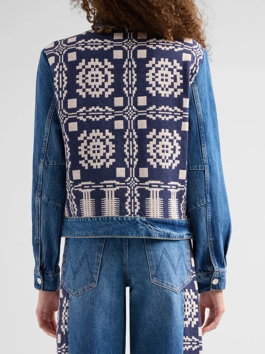 Mother Women's The Snow Blanket Jacquard Denim Trucker Jacket | Thumbnail 3