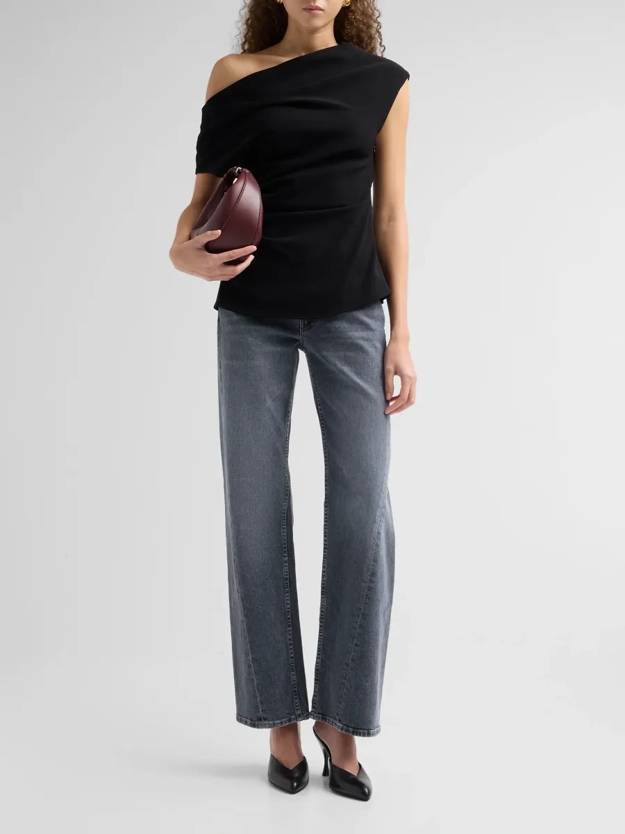 Mother Women's Bookie Twist Sneak Denim Mid-Rise Straight-Leg Jeans | Thumbnail 2 Mother Women's Bookie Twist Sneak Denim Mid-Rise Straight-Leg Jeans | Thumbnail 2