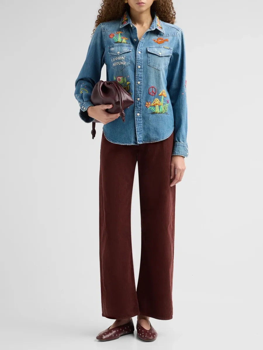Mother Women's The All My Exes Embroidered Denim Shirt | Thumbnail 2 Mother Women's The All My Exes Embroidered Denim Shirt | Thumbnail 2