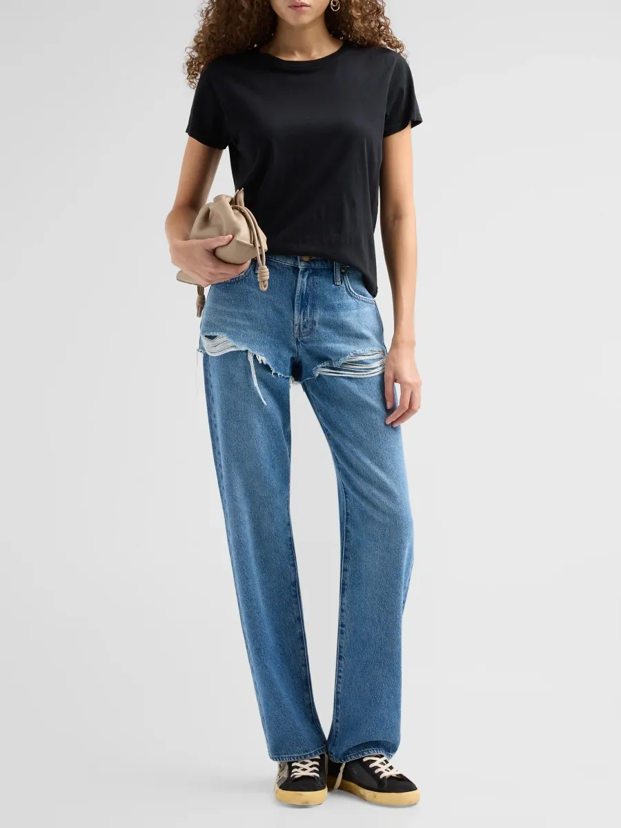 Mother Women's The Shortie Relish Heel Denim Straight-Leg Jeans | Thumbnail 2 Mother Women's The Shortie Relish Heel Denim Straight-Leg Jeans | Thumbnail 2