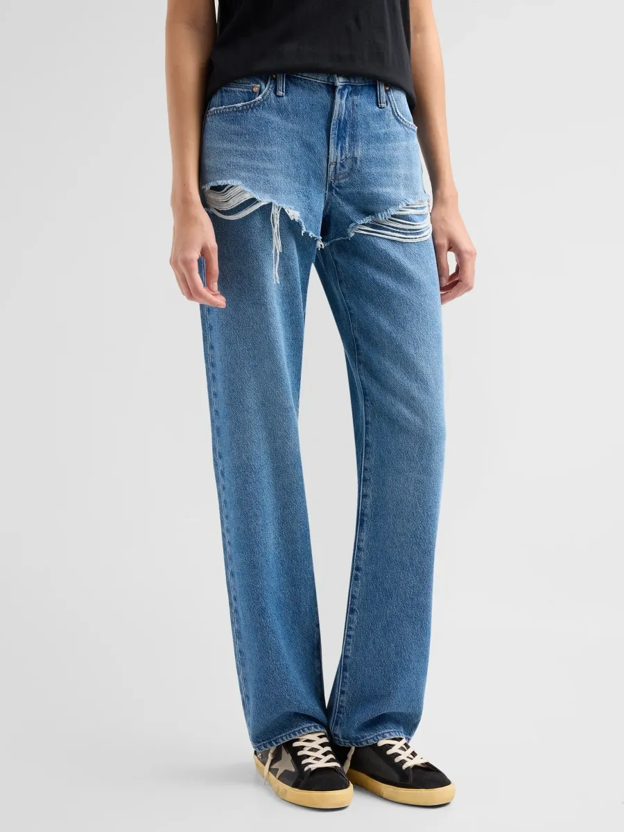 Mother Women's The Shortie Relish Heel Denim Straight-Leg Jeans | Thumbnail 4 Mother Women's The Shortie Relish Heel Denim Straight-Leg Jeans | Thumbnail 4