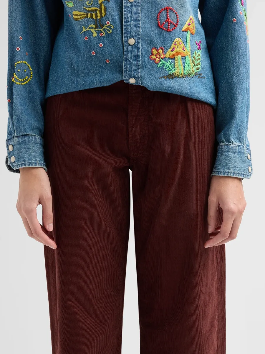 Mother Women's The Whip Skimp Corduroy High-Rise Wide-Leg Jeans | Thumbnail 5