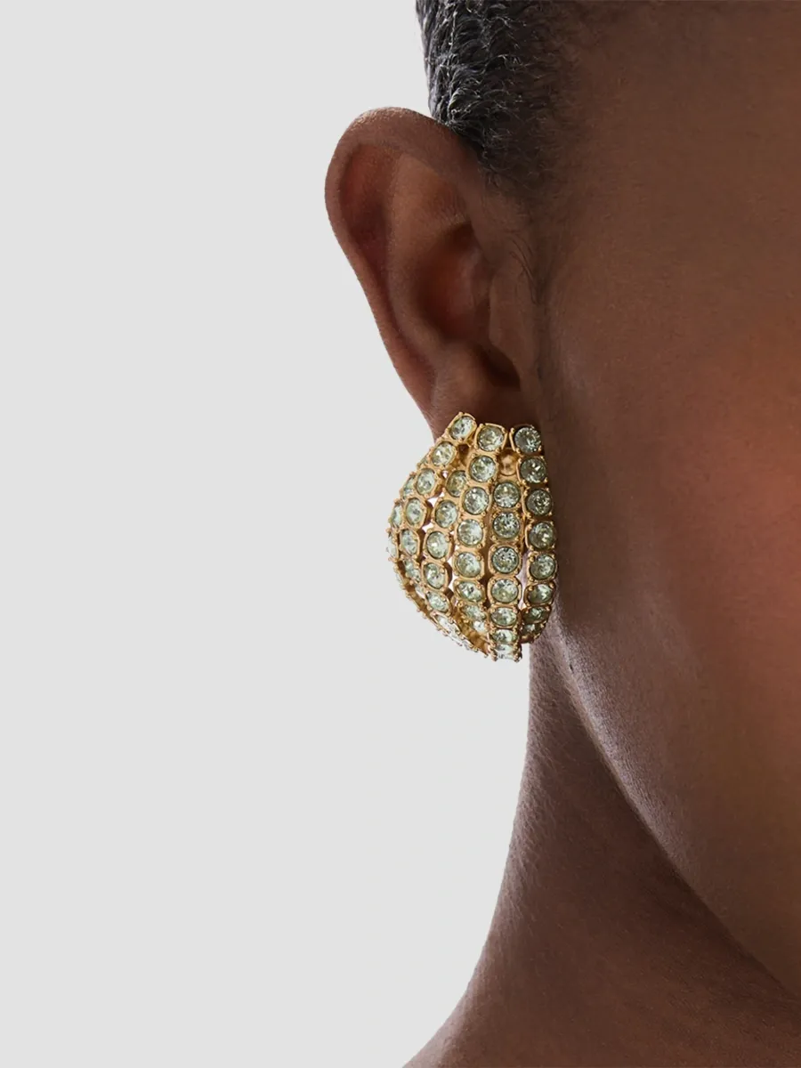 Oscar de la Renta Women's 24K Gold-Plated & Glass Crystal Domed Earrings | Thumbnail 2