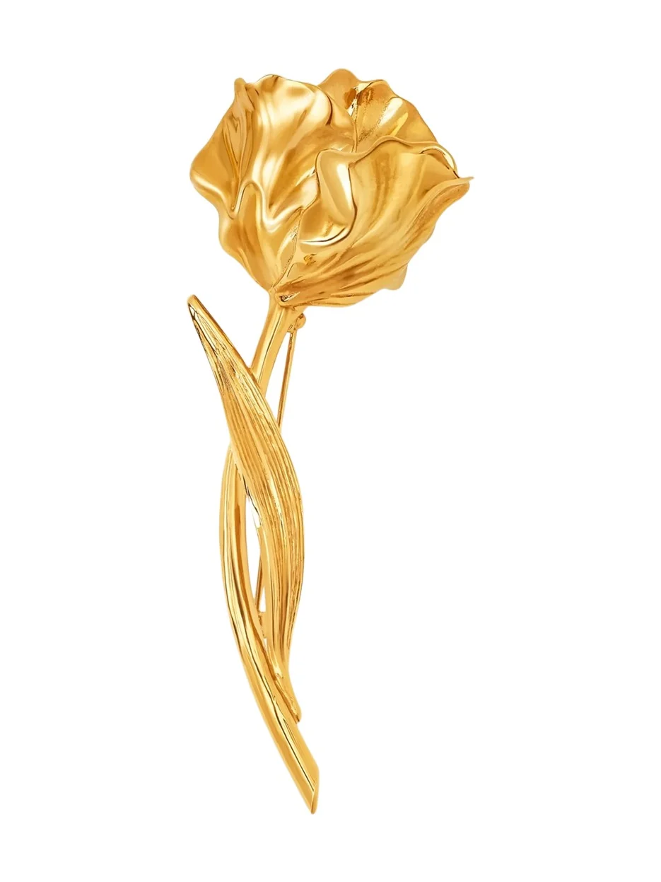 Oscar de la Renta Women's 24K-Gold-Plated Iris Bud Brooch