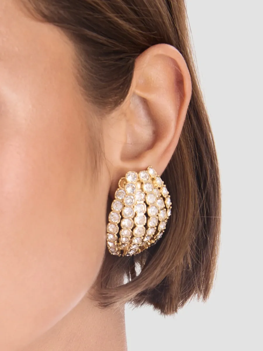 Oscar de la Renta Women's 24K Gold-Plated & Glass Crystal Domed Earrings | Thumbnail 2