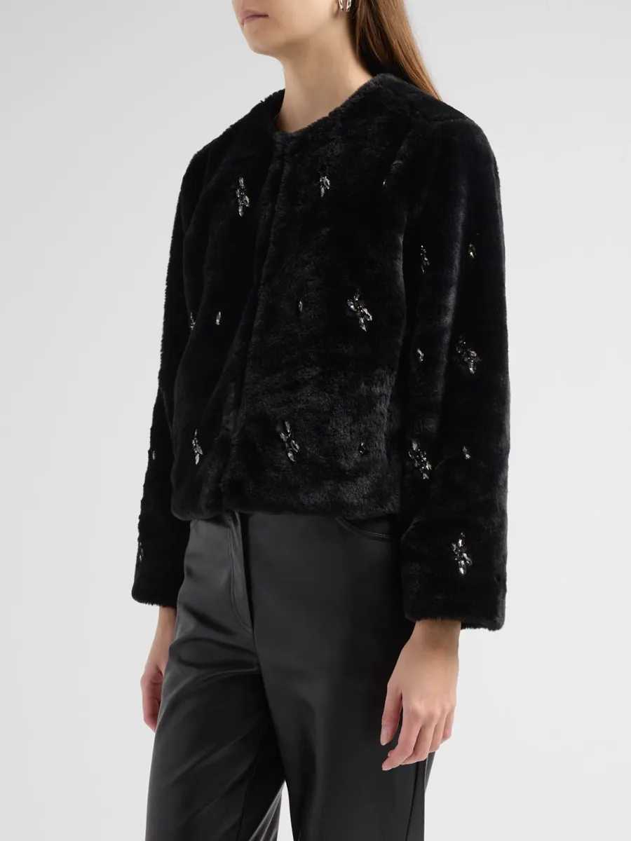 dh New York Women's Romy Hand-Beaded Faux Fur Jacket | Thumbnail 4