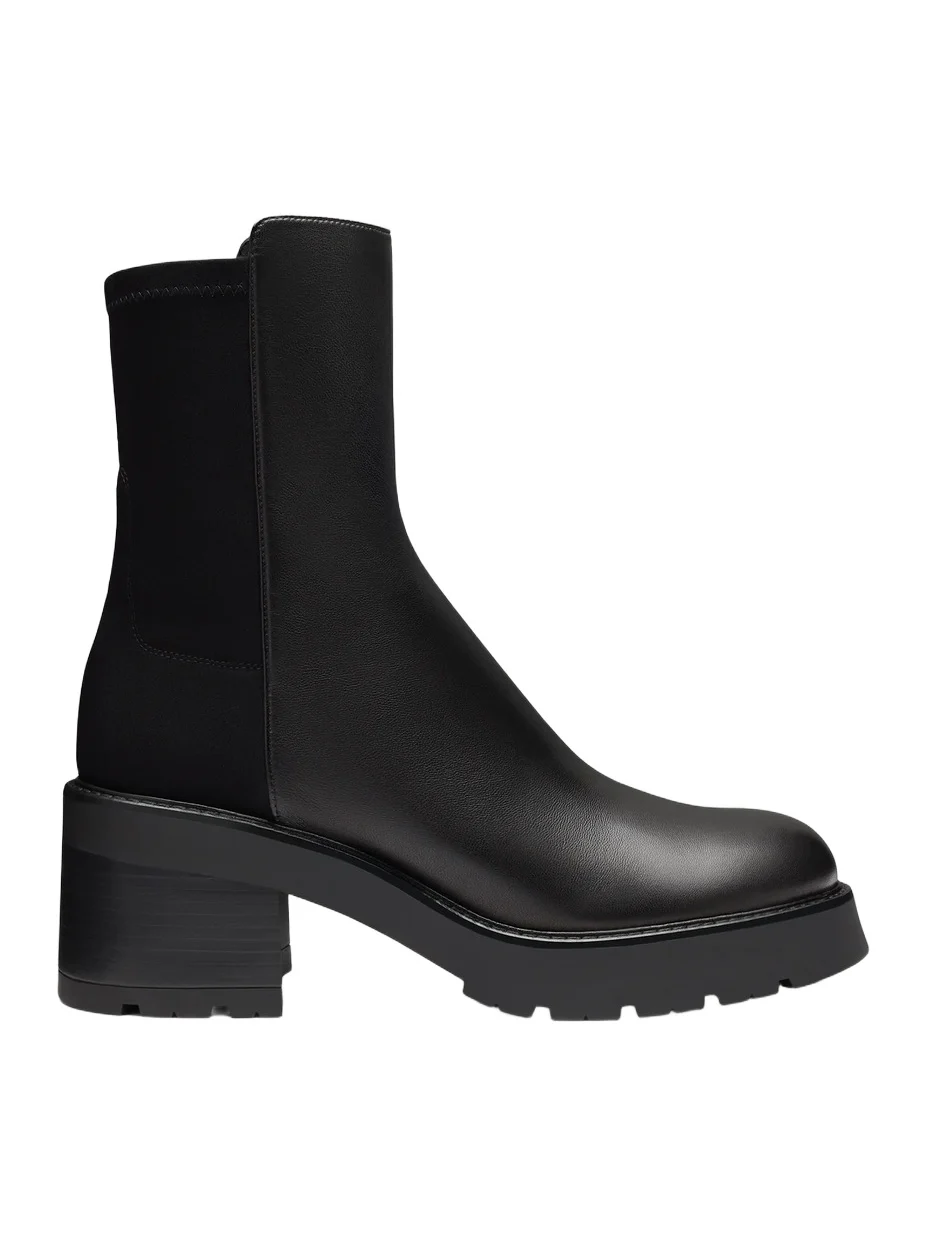 Stuart Weitzman Women's 5050 Char 50MM Leather & Microstretch Ankle Booties