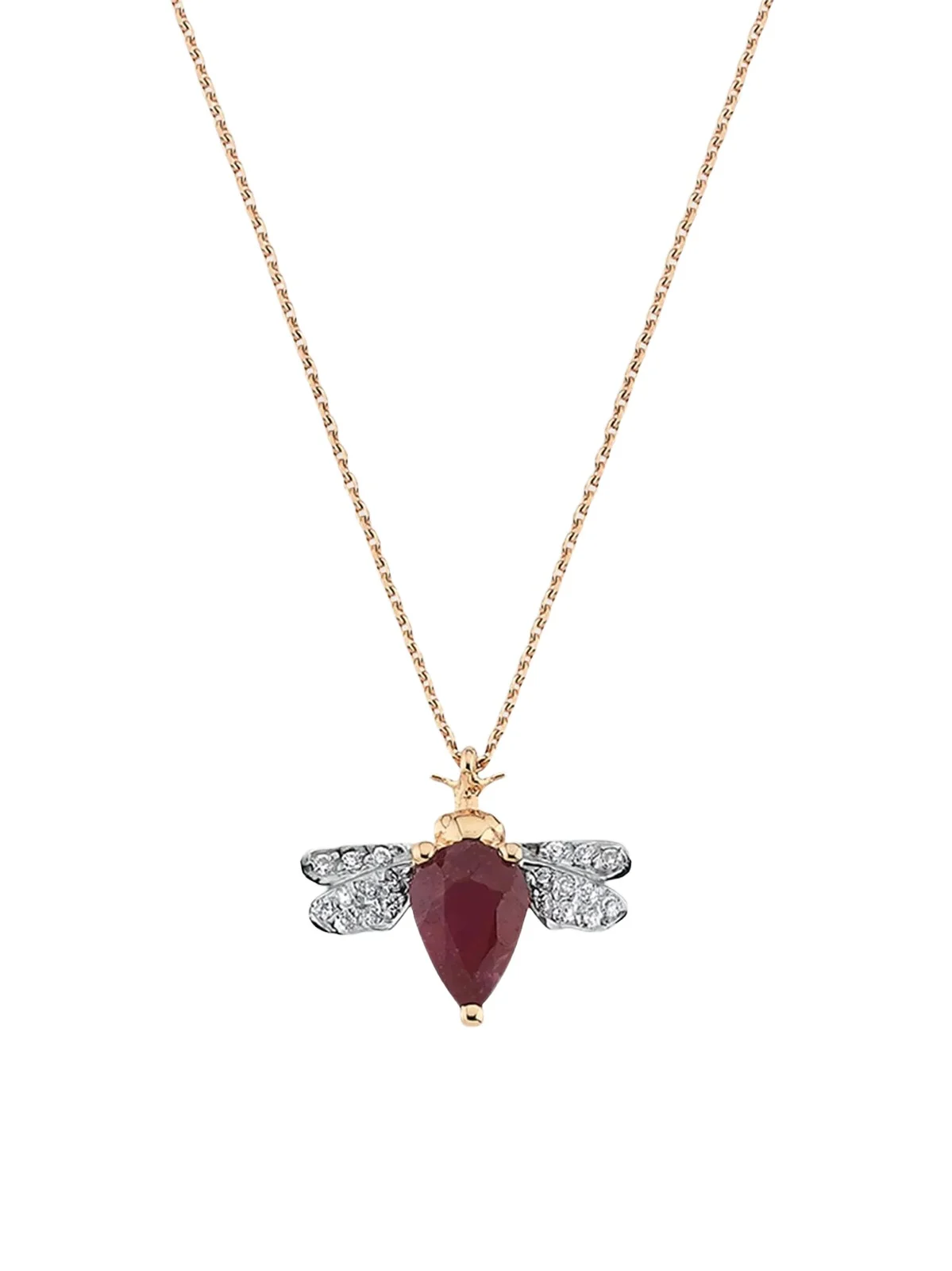 Bee Goddess Women's Two-Tone 14K Gold, Ruby & 0.05 TCW Diamond Bee Pendant Necklace