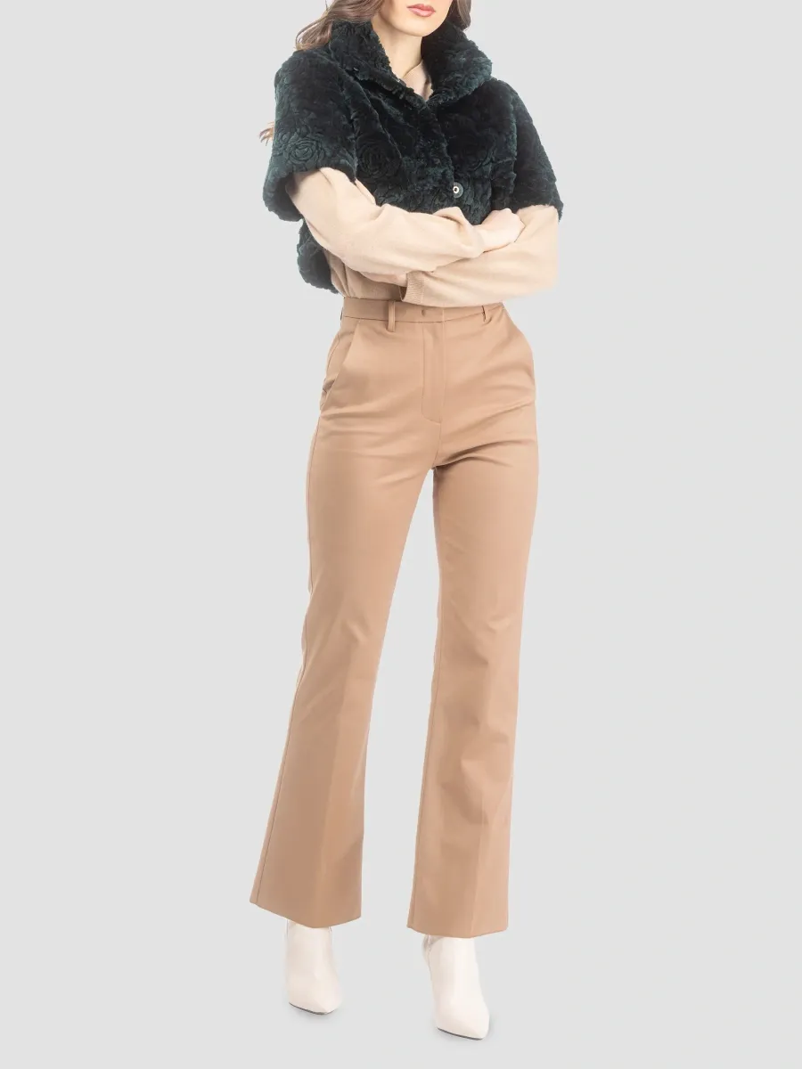 Gorski Women's Select Shearling Lamb Rose Cut Bolero, Cropped Sleeves | Thumbnail 2 Gorski Women's Select Shearling Lamb Rose Cut Bolero, Cropped Sleeves | Thumbnail 2
