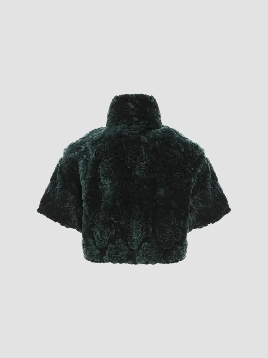 Gorski Women's Select Shearling Lamb Rose Cut Bolero, Cropped Sleeves | Thumbnail 3 Gorski Women's Select Shearling Lamb Rose Cut Bolero, Cropped Sleeves | Thumbnail 3