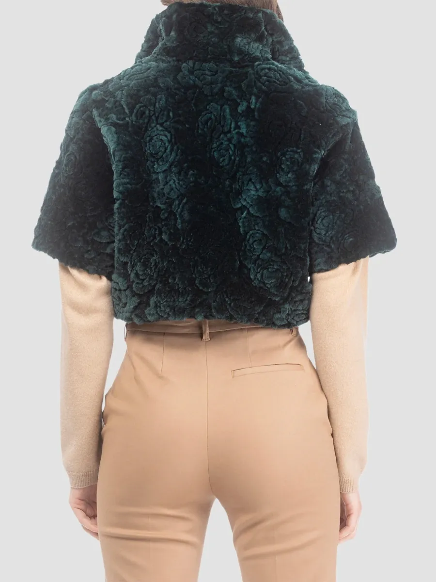 Gorski Women's Select Shearling Lamb Rose Cut Bolero, Cropped Sleeves | Thumbnail 5 Gorski Women's Select Shearling Lamb Rose Cut Bolero, Cropped Sleeves | Thumbnail 5