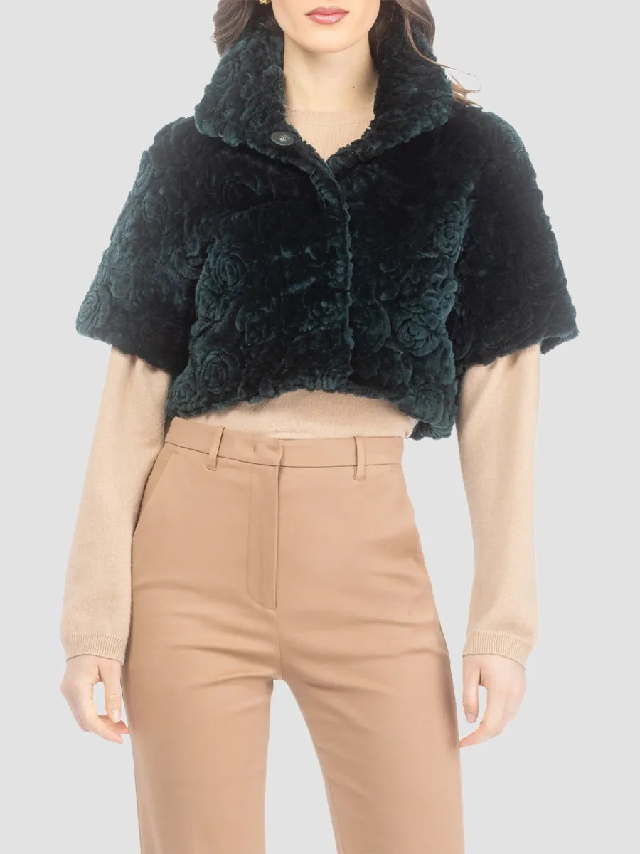 Gorski Women's Select Shearling Lamb Rose Cut Bolero, Cropped Sleeves | Thumbnail 6 Gorski Women's Select Shearling Lamb Rose Cut Bolero, Cropped Sleeves | Thumbnail 6