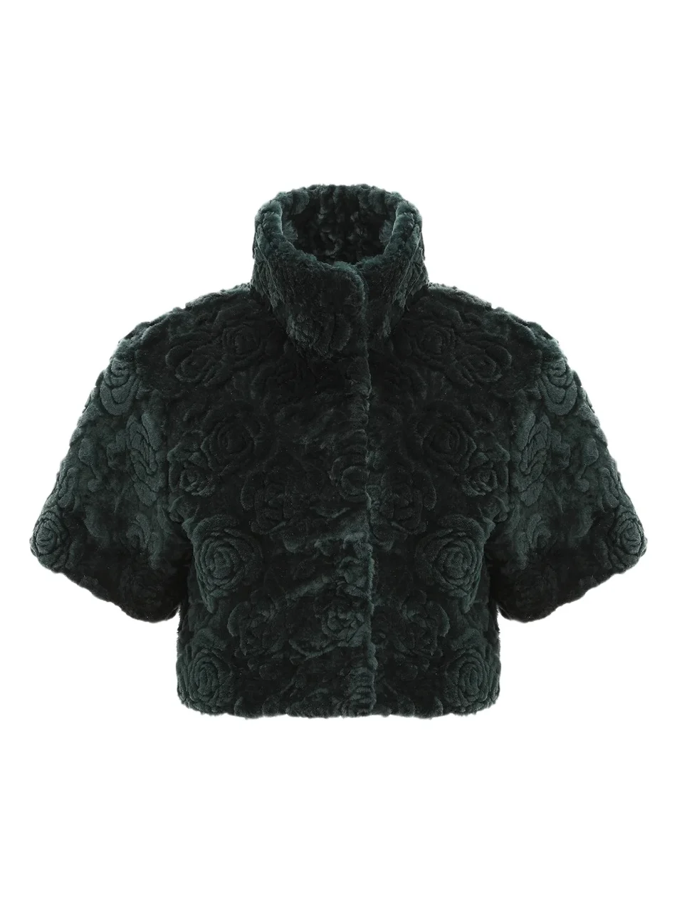 Gorski Women's Select Shearling Lamb Rose Cut Bolero, Cropped Sleeves