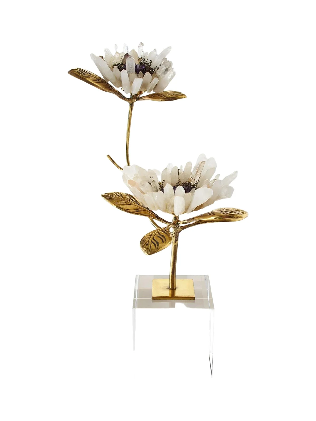John-Richard Collection Double Crystal Bloom Floral Sculpture