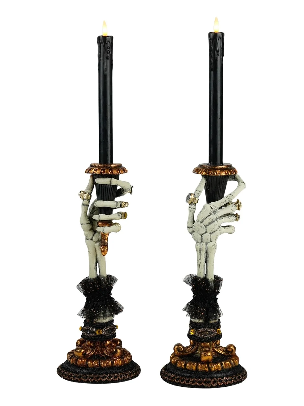 Katherine 's Collection Witching Hour Skeleton Hand 2-Piece Candleholder Set