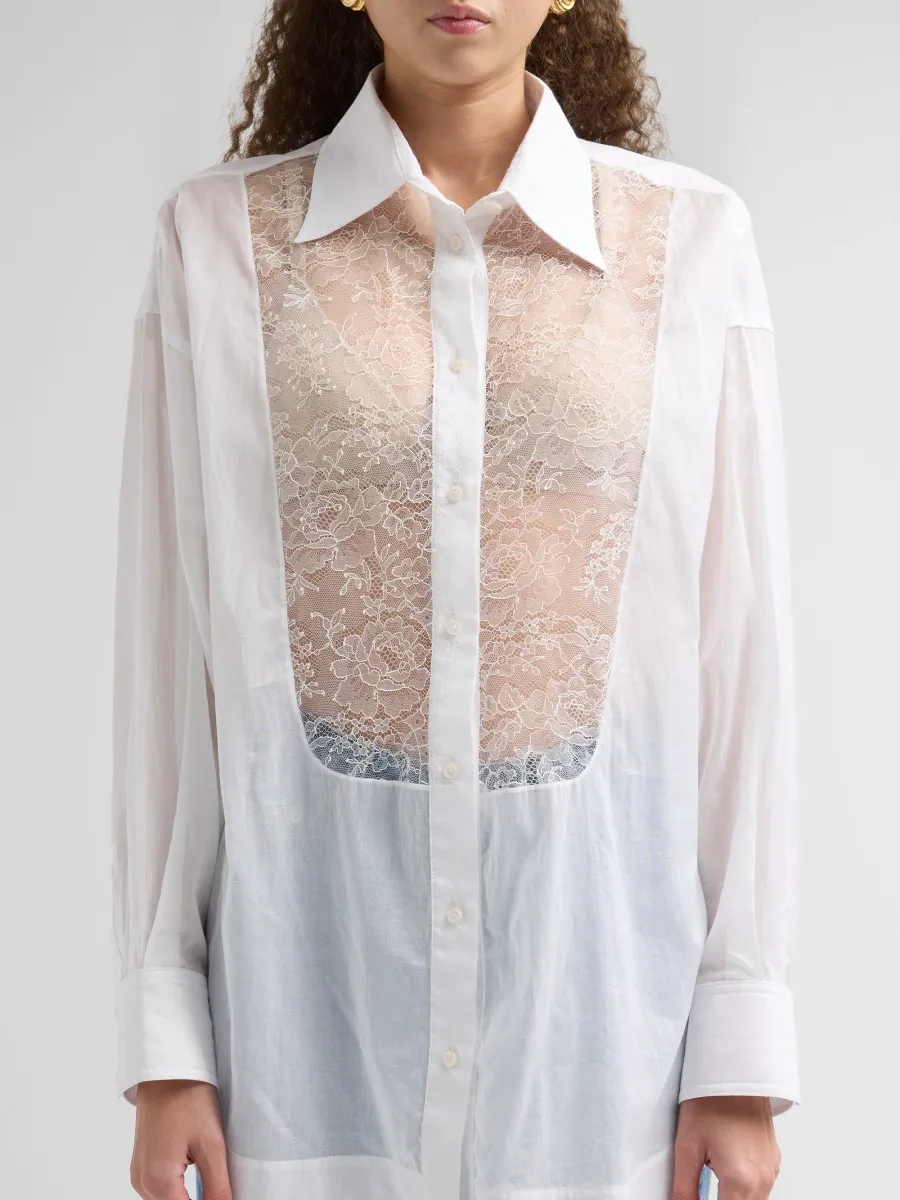 Brandon Maxwell Women's Barrett Cotton & Lace Tuxedo Shirt | Thumbnail 5 Brandon Maxwell Women's Barrett Cotton & Lace Tuxedo Shirt | Thumbnail 5