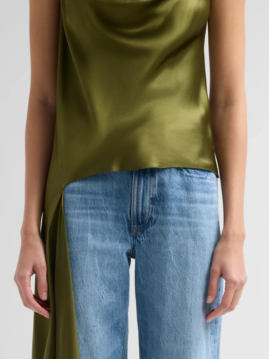 Brandon Maxwell Women's Axel Draped Stretch-Silk Cowlneck Top | Thumbnail 5