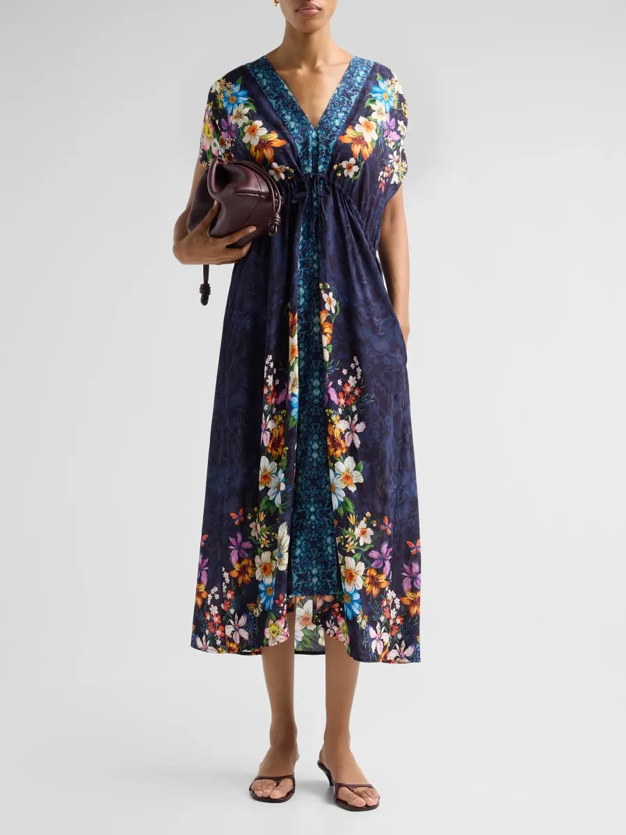 Johnny Was Women's Imogen Floral V-Neck Caftan Midi Dress | Thumbnail 2 Johnny Was Women's Imogen Floral V-Neck Caftan Midi Dress | Thumbnail 2