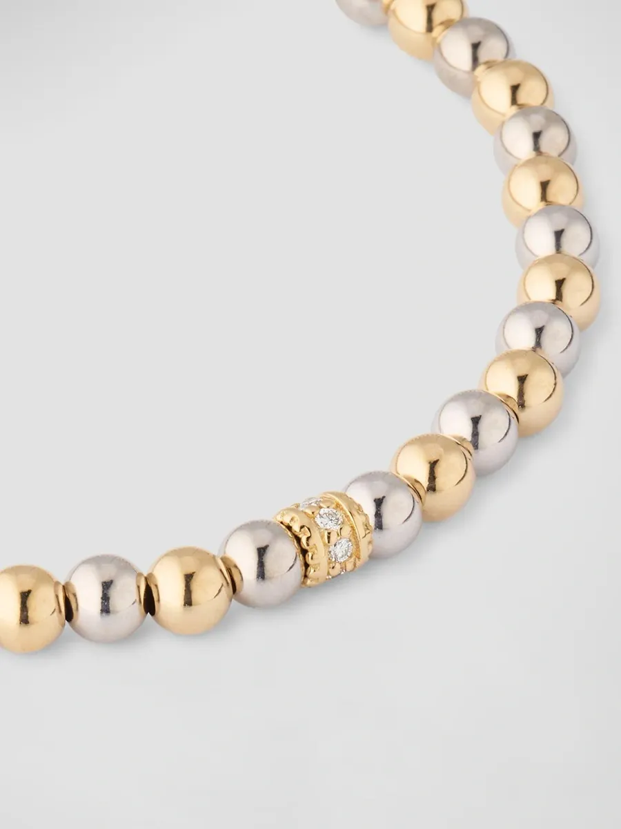 Sydney Evan Women's Two-Tone 14K Gold & 0.07 TCW Beaded Stretch Bracelet | Thumbnail 3 Sydney Evan Women's Two-Tone 14K Gold & 0.07 TCW Beaded Stretch Bracelet | Thumbnail 3