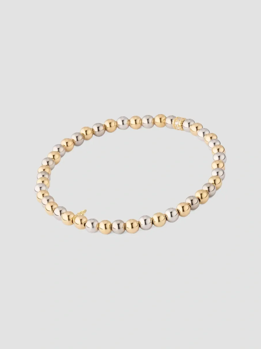 Sydney Evan Women's Two-Tone 14K Gold & 0.07 TCW Beaded Stretch Bracelet | Thumbnail 4 Sydney Evan Women's Two-Tone 14K Gold & 0.07 TCW Beaded Stretch Bracelet | Thumbnail 4