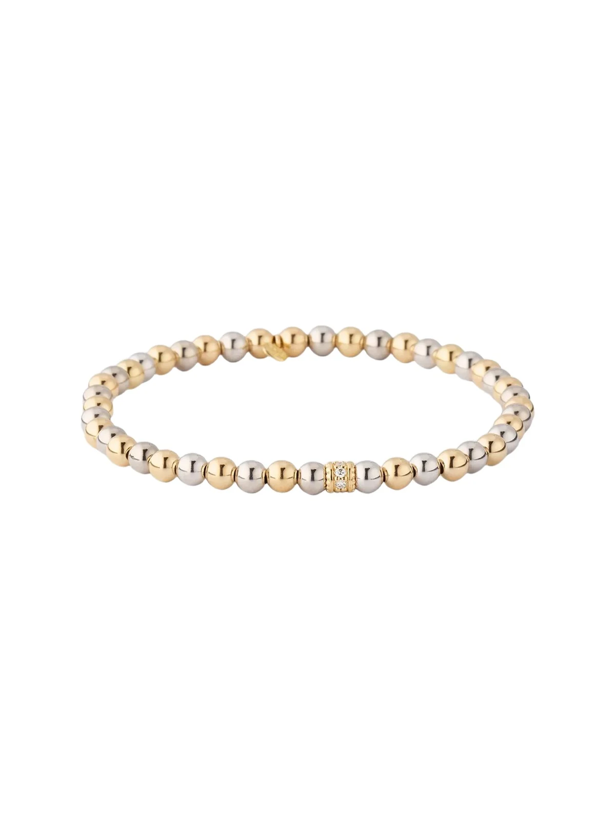Women's Two-Tone 14K Gold & 0.07 TCW Beaded Stretch Bracelet
