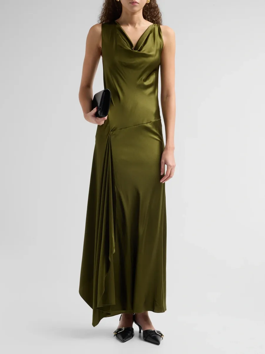 Brandon Maxwell Women's Wynn Asymmetric Stretch-Silk Maxi Dress | Thumbnail 2 Brandon Maxwell Women's Wynn Asymmetric Stretch-Silk Maxi Dress | Thumbnail 2