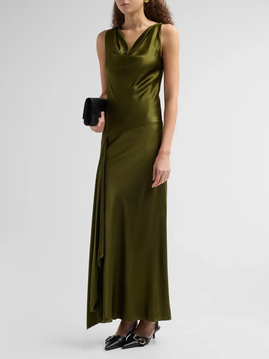 Brandon Maxwell Women's Wynn Asymmetric Stretch-Silk Maxi Dress | Thumbnail 4 Brandon Maxwell Women's Wynn Asymmetric Stretch-Silk Maxi Dress | Thumbnail 4
