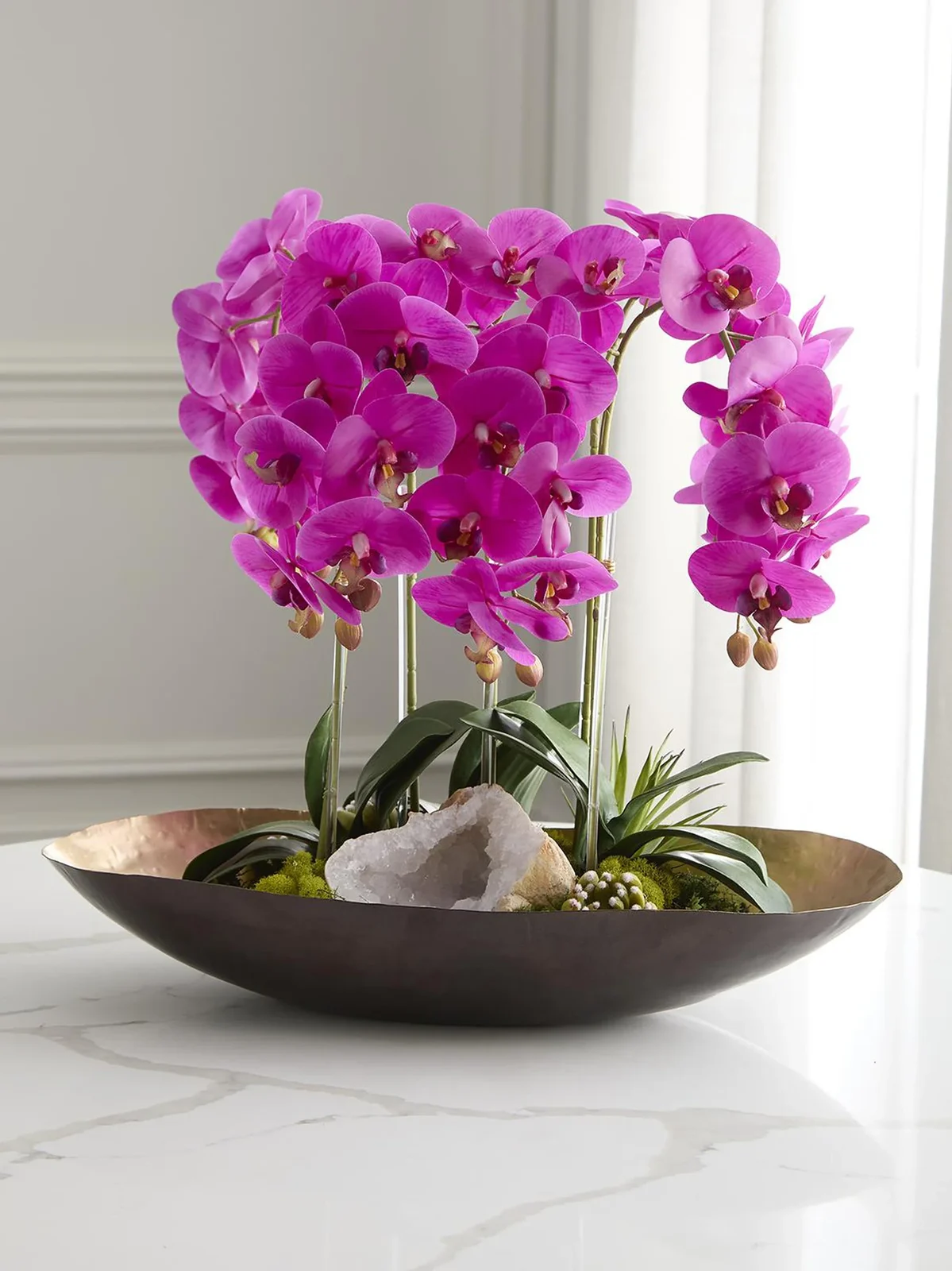 TC Floral Artificial Orchids & Quartz Arrangement - Pink
