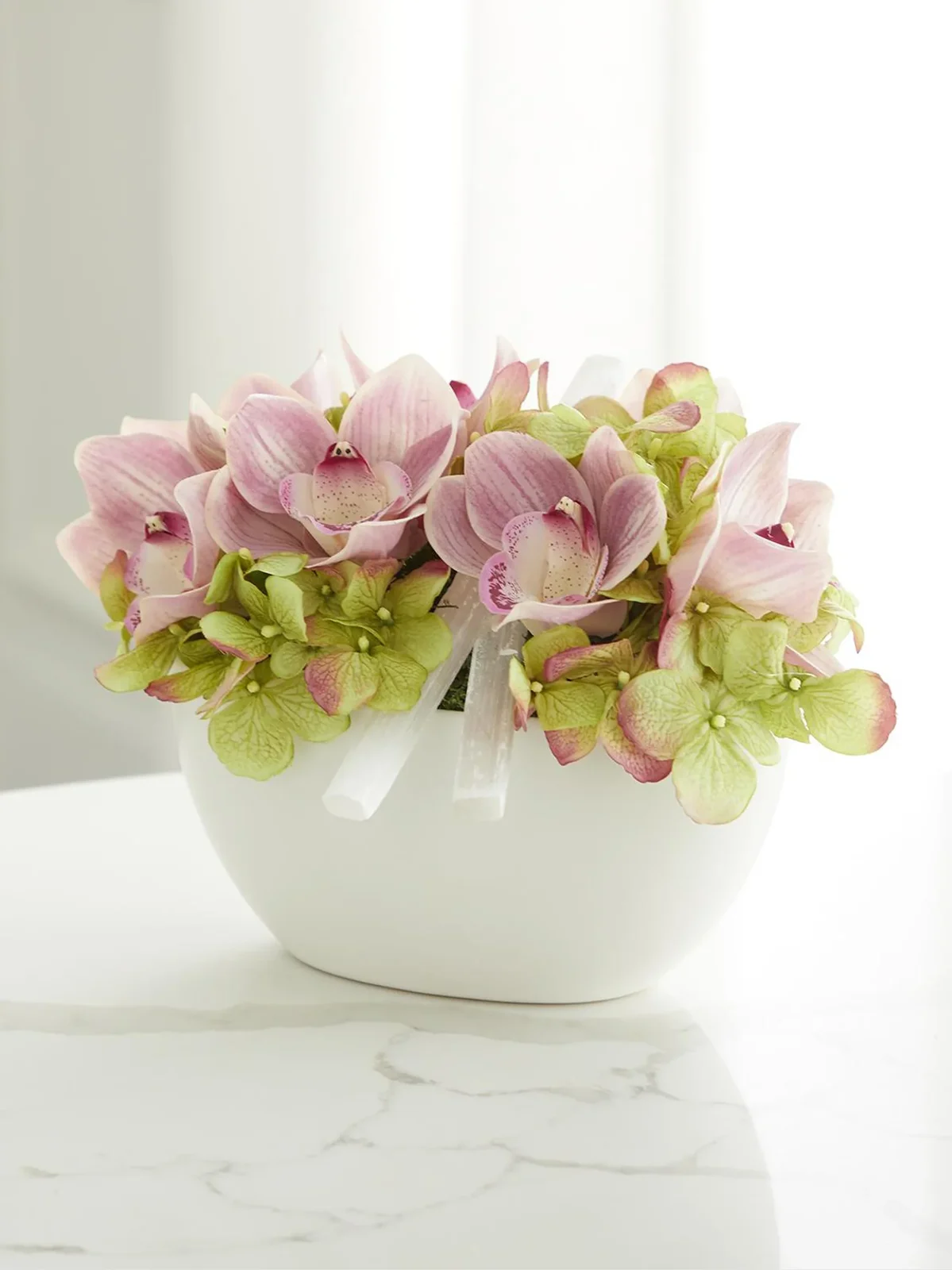 TC Floral Artificial Hydrangea & Orchid Floral Arrangement