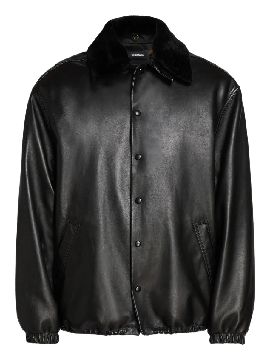 Willy Chavarria Men's Leather Coach Jacket