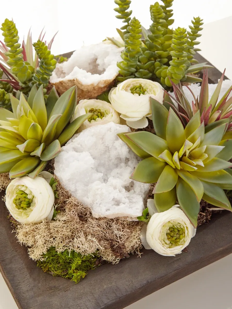 TC Floral Artificial Silk Succulents & Quartz Arrangement - Green | Thumbnail 2 TC Floral Artificial Silk Succulents & Quartz Arrangement - Green | Thumbnail 2