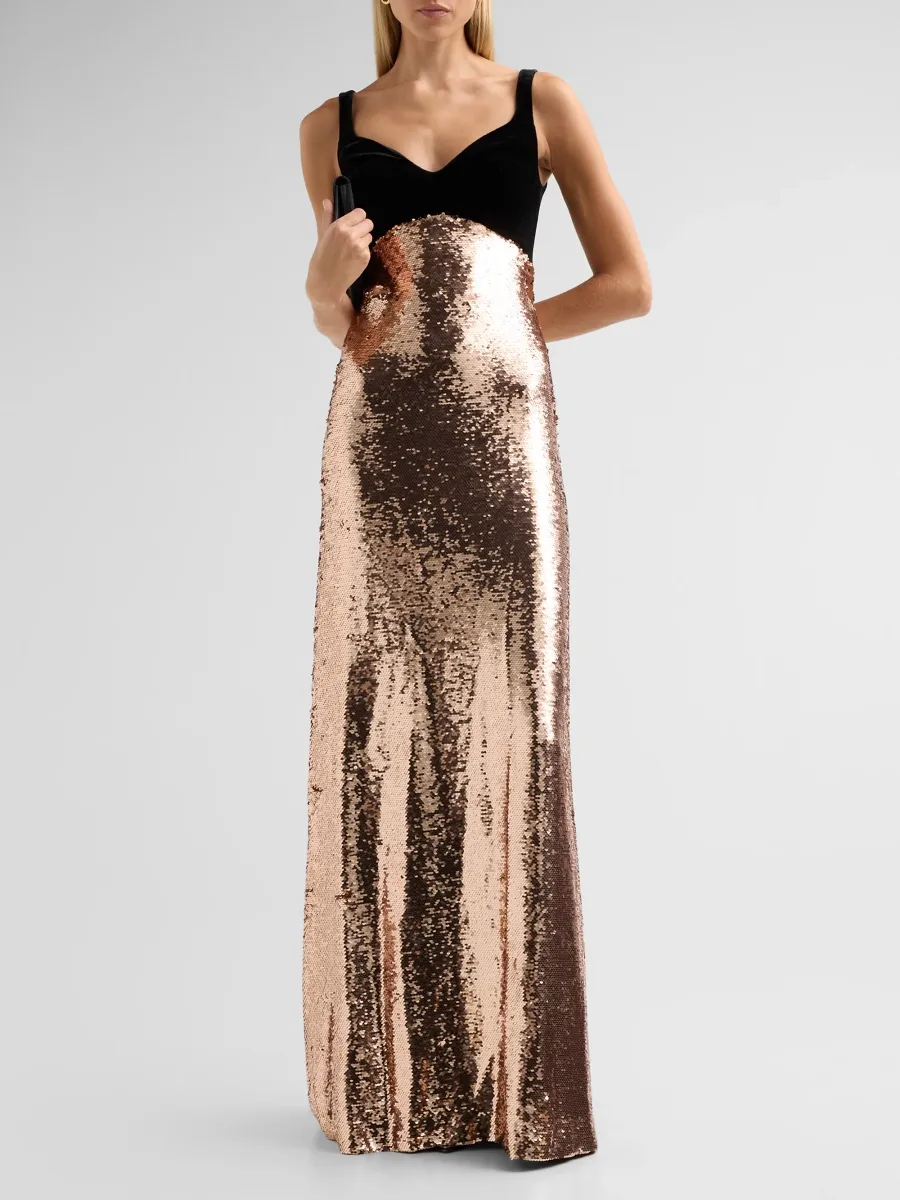 MONIQUE LHUILLIER Women's Colorblocked Sequin-Embellished Gown | Thumbnail 2 MONIQUE LHUILLIER Women's Colorblocked Sequin-Embellished Gown | Thumbnail 2
