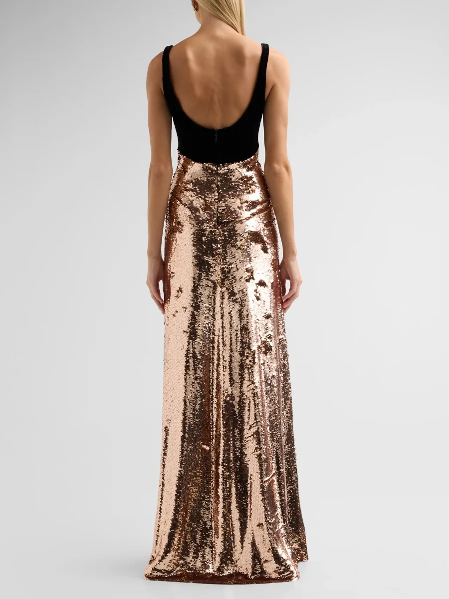 MONIQUE LHUILLIER Women's Colorblocked Sequin-Embellished Gown | Thumbnail 3 MONIQUE LHUILLIER Women's Colorblocked Sequin-Embellished Gown | Thumbnail 3