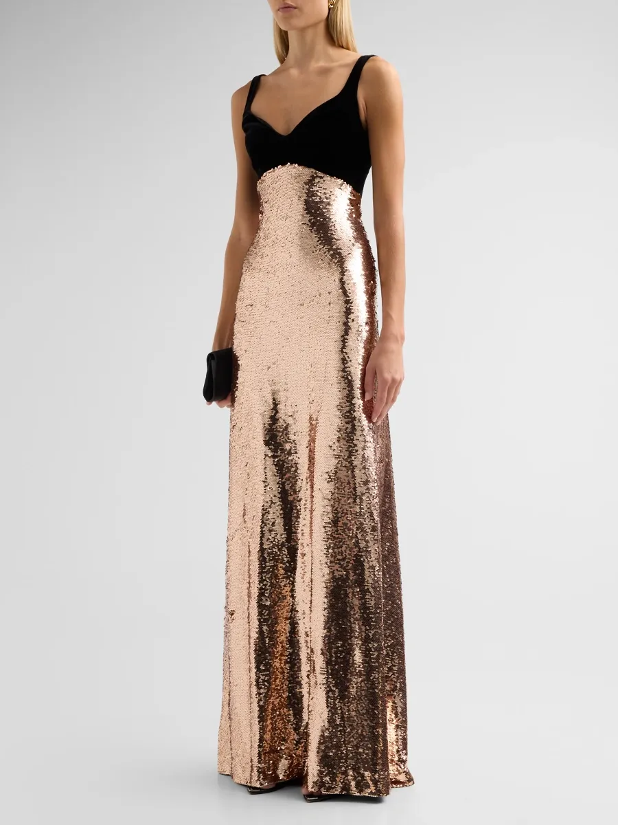 MONIQUE LHUILLIER Women's Colorblocked Sequin-Embellished Gown | Thumbnail 4 MONIQUE LHUILLIER Women's Colorblocked Sequin-Embellished Gown | Thumbnail 4