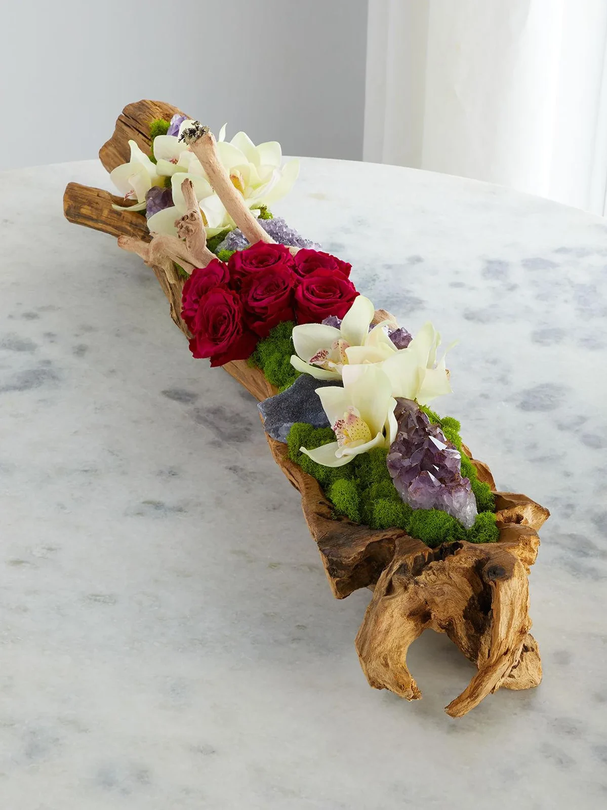 Preserved Rose & Artificial Orchid Floral Arrangement Preserved Rose & Artificial Orchid Floral Arrangement
