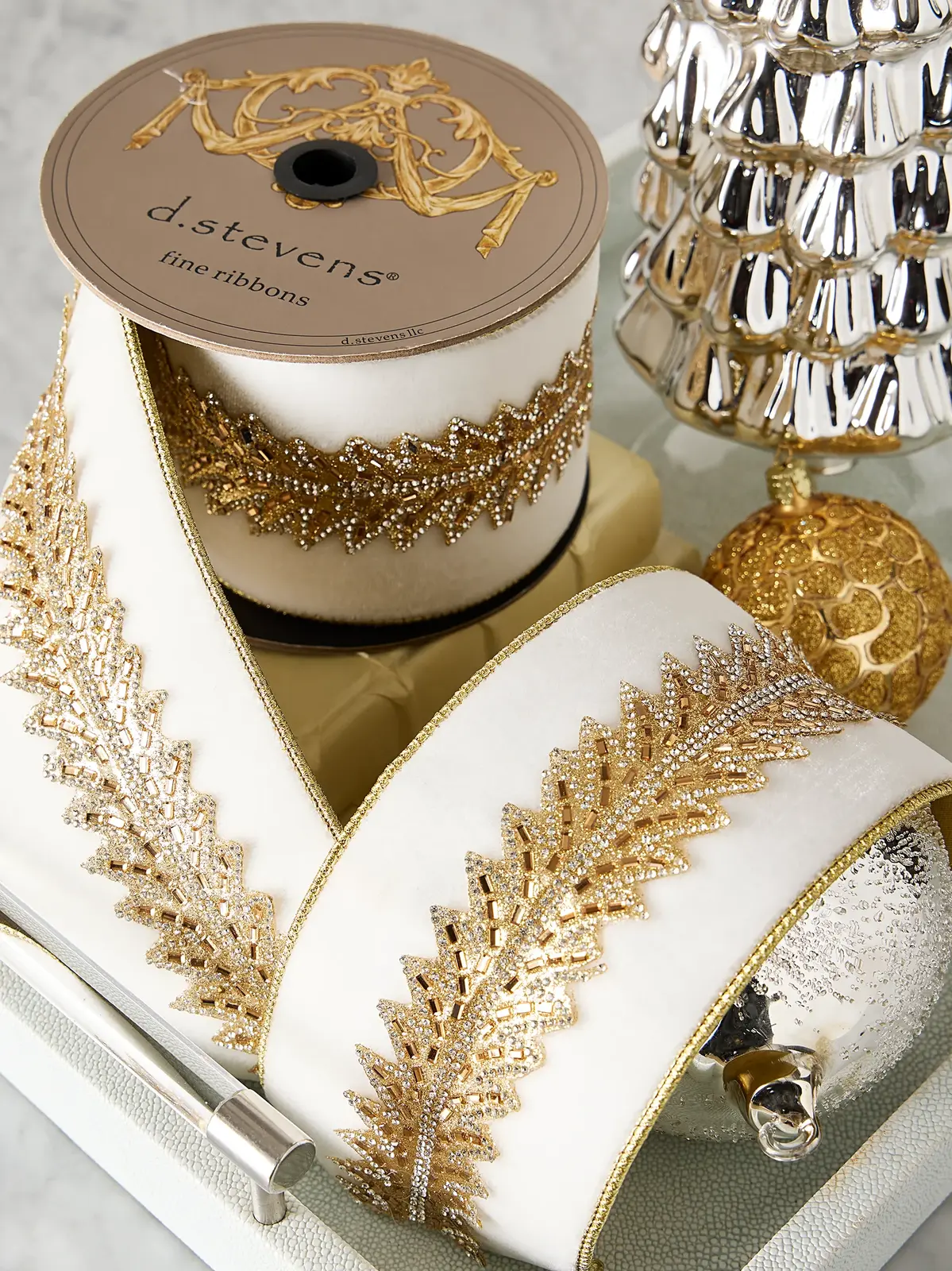 D. Stevens Art Deco Jewel Velvet Ribbon