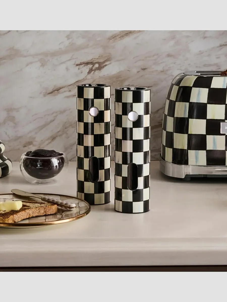 MacKenzie-Childs Courtly Check Electric Salt & Pepper Grinders | Thumbnail 5 MacKenzie-Childs Courtly Check Electric Salt & Pepper Grinders | Thumbnail 5