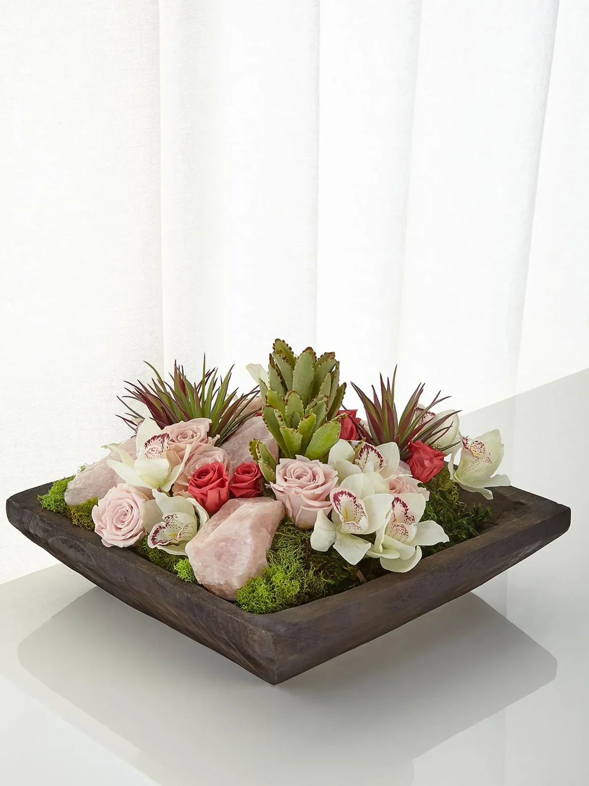 Artificial Succulents & Rose Quartz Arrangement Artificial Succulents & Rose Quartz Arrangement