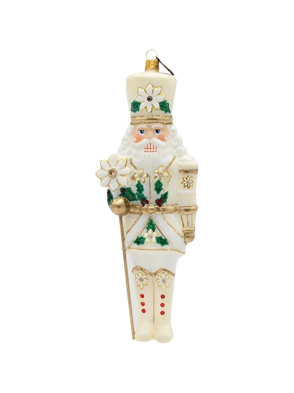 Jay Strongwater Holiday Poinsettia Nutcracker Christmas Ornament