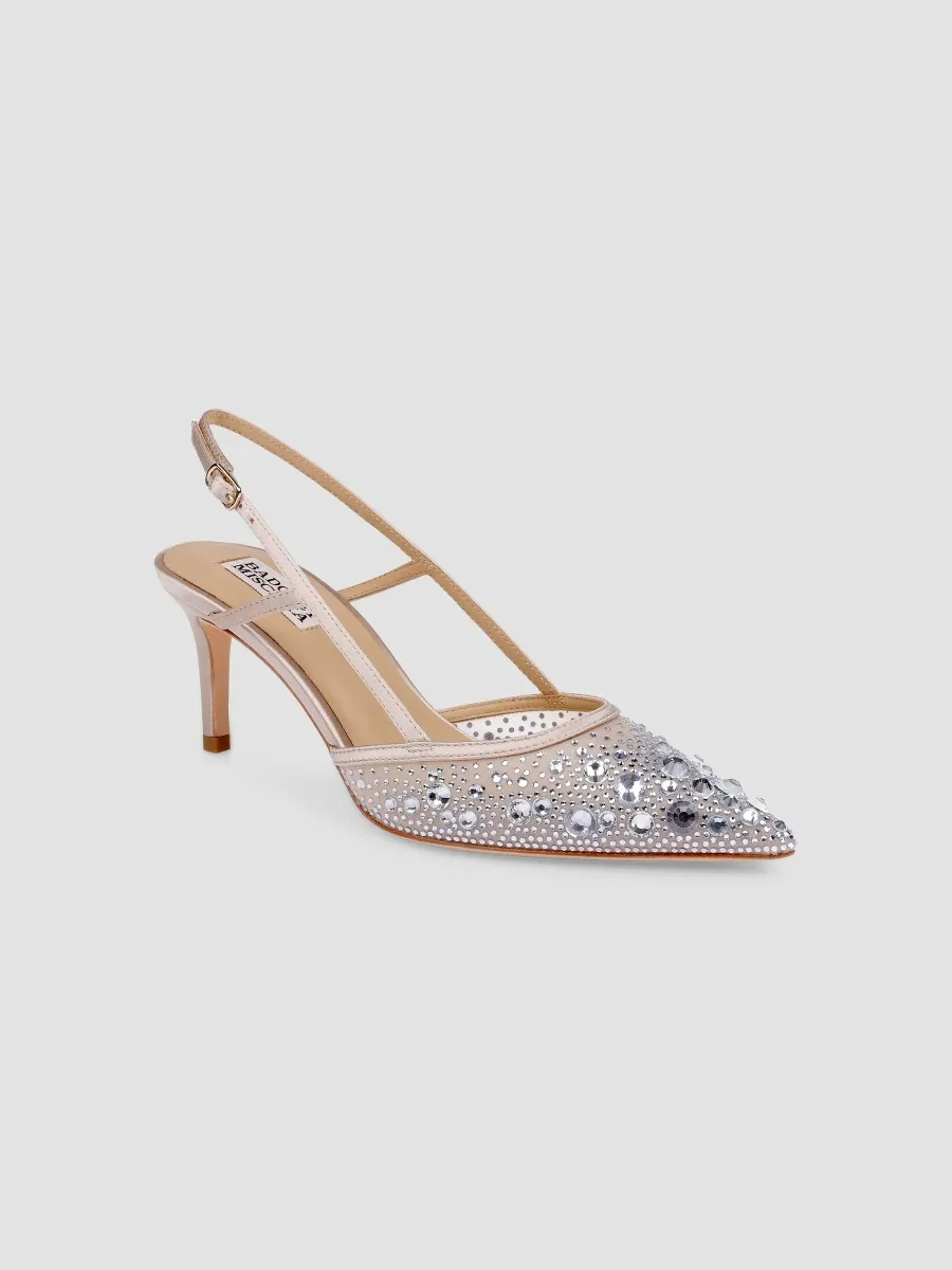 BADGLEY MISCHKA Women's Reem 65MM Crystal-Embellished Mesh & Satin Slingback Pumps | Thumbnail 2
