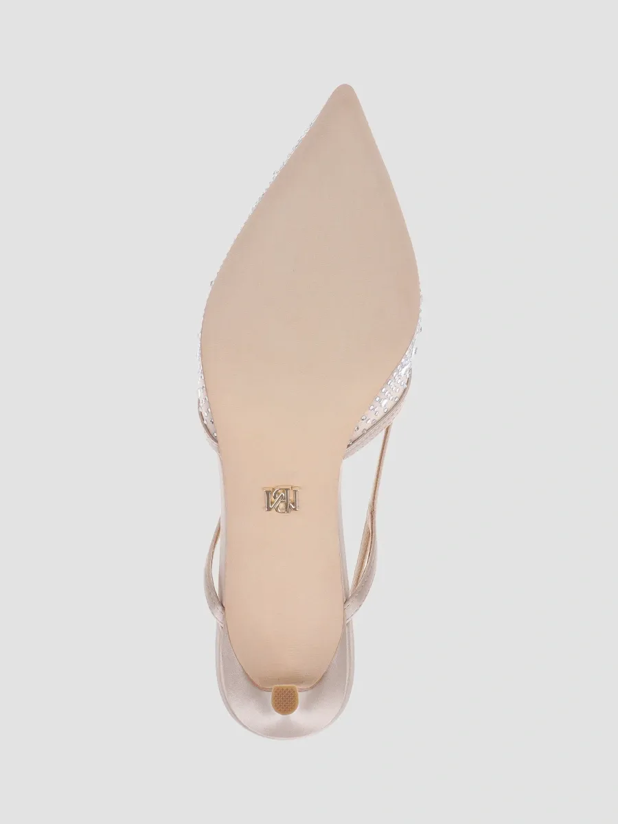 BADGLEY MISCHKA Women's Reem 65MM Crystal-Embellished Mesh & Satin Slingback Pumps | Thumbnail 6