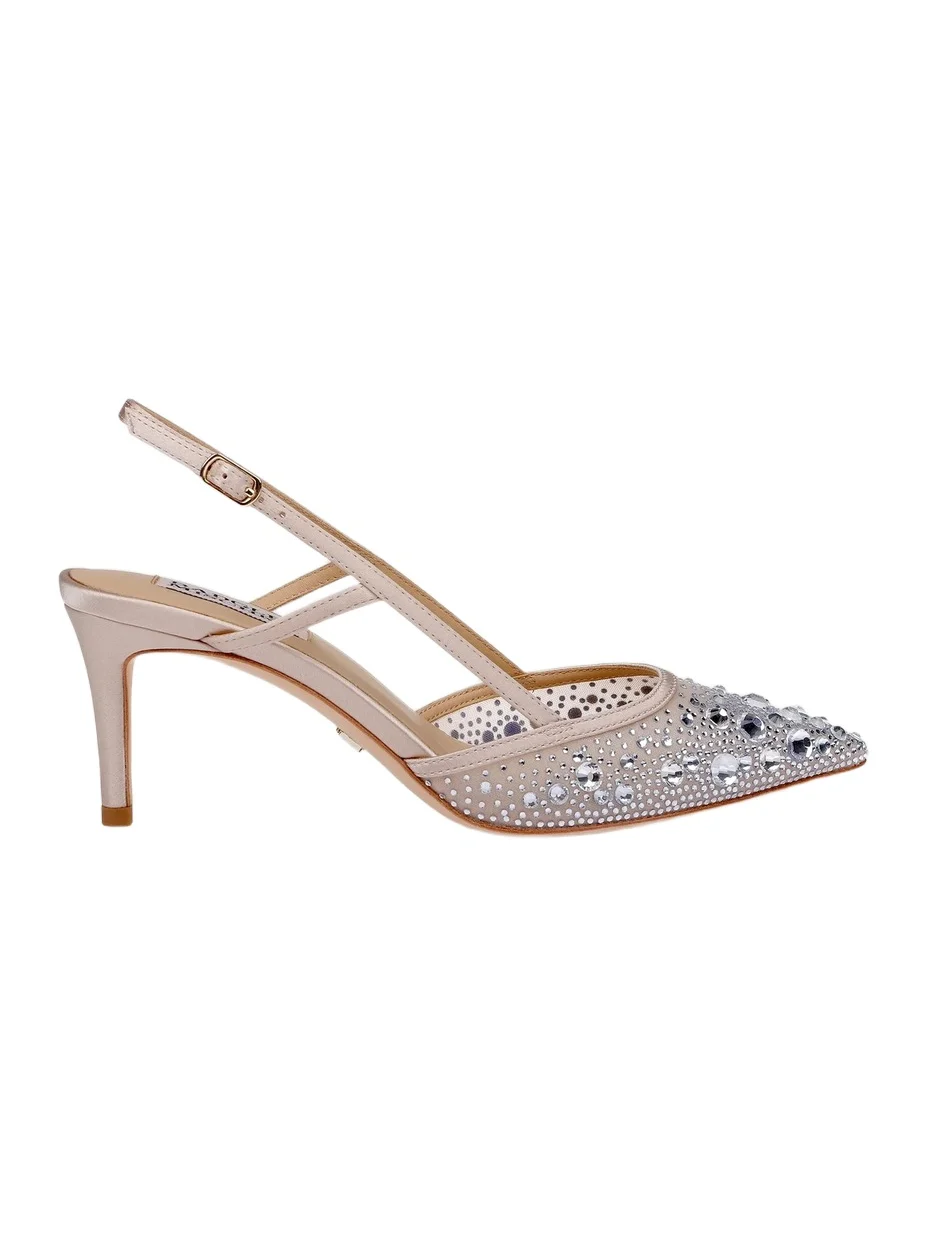 BADGLEY MISCHKA Women's Reem 65MM Crystal-Embellished Mesh & Satin Slingback Pumps