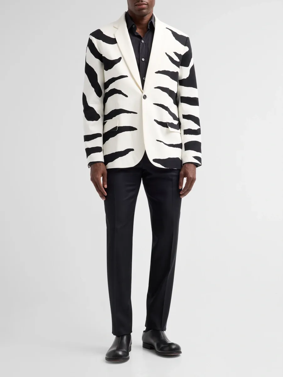 MOSCHINO Men's Zebra-Print Wool Sport Jacket | Thumbnail 2