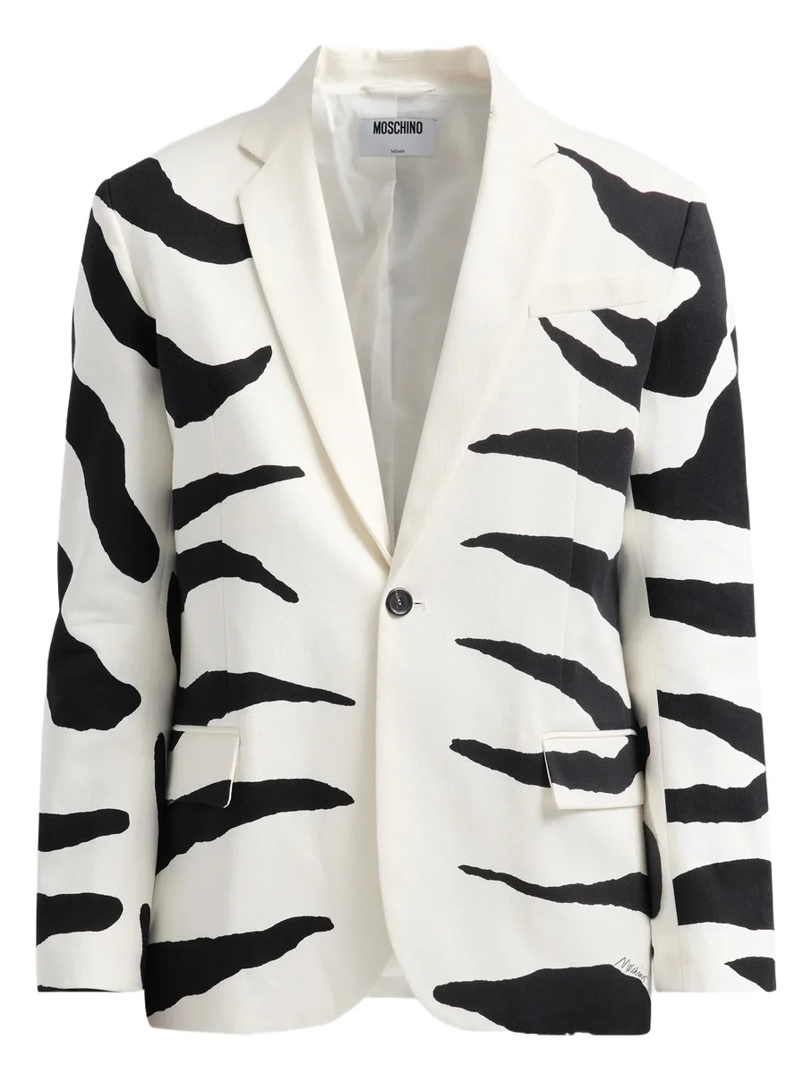 MOSCHINO Men's Zebra-Print Wool Sport Jacket