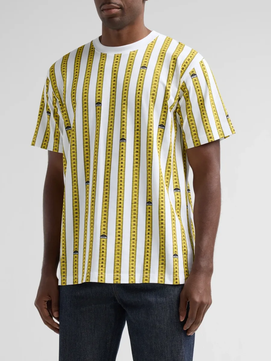 MOSCHINO Men's Striped Tape Measure T-Shirt | Thumbnail 4