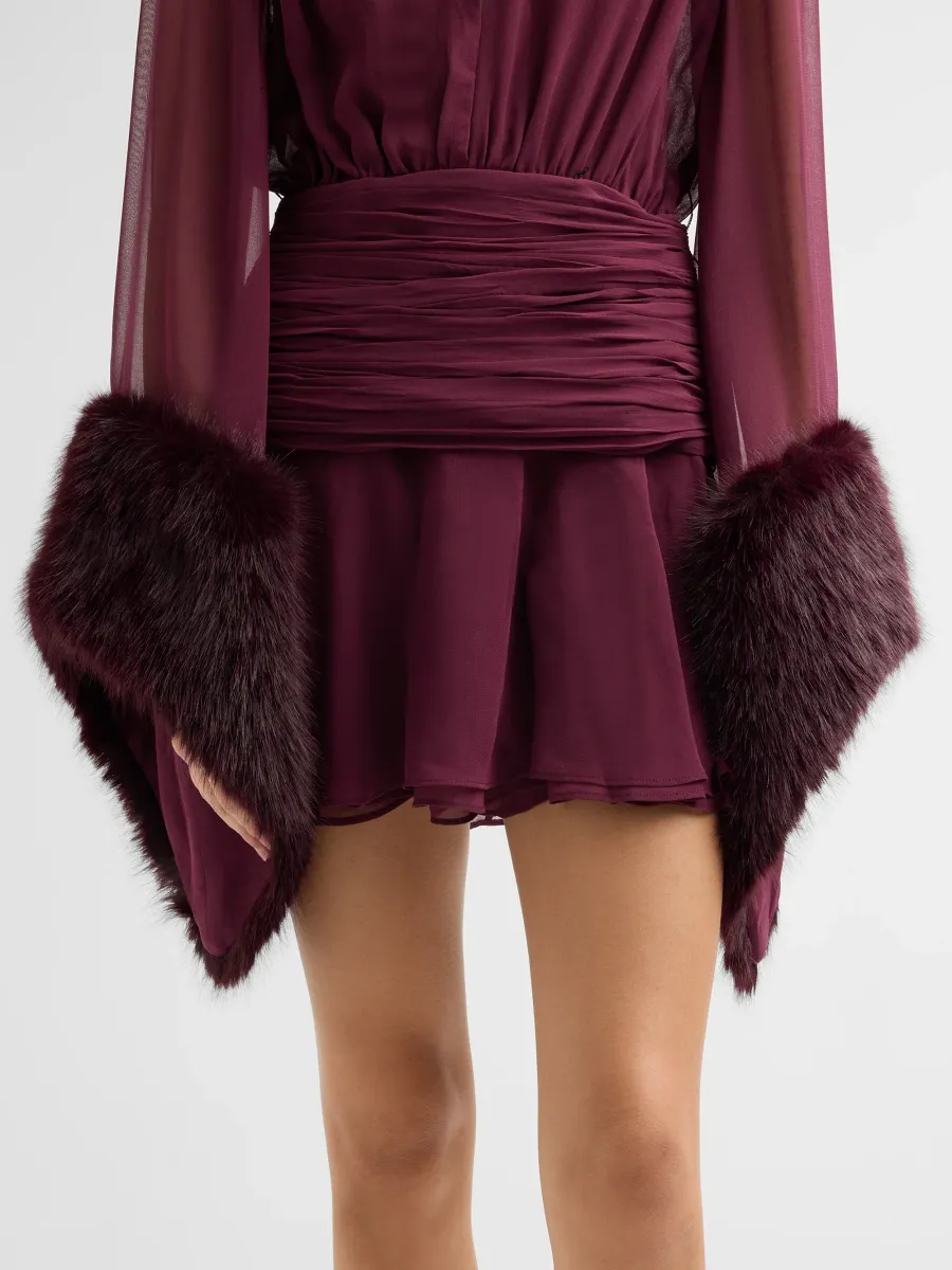 Bronx and Banco Women's Chiffon & Faux Fur Long Sleeve Mini Dress | Thumbnail 5